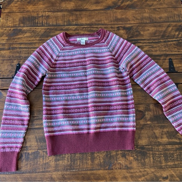 Bass Sweaters - Bass Youth Sweater Size S Medium Cotton Blend Red Maroone Striped Preppy 90s